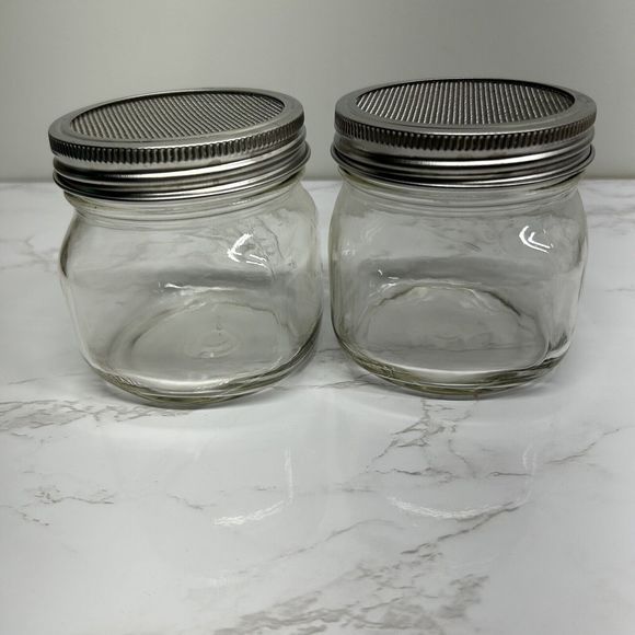 Ball  Mason 1/2 pint Clear Jars With SPROUT Lids Lot Of 2 - Picture 4 of 7